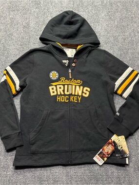 CCM NHL Boston Bruins Hoodie Womens L Black Full Zip Retro Hockey